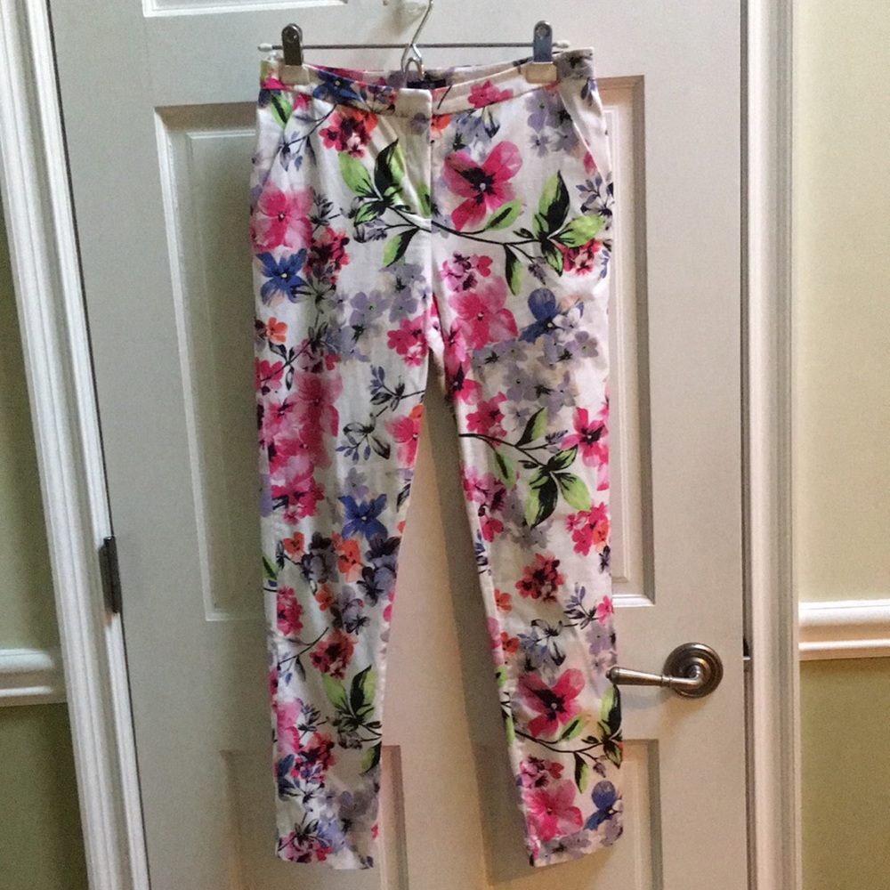 F&F High Waisted Floral Straight Leg Pants